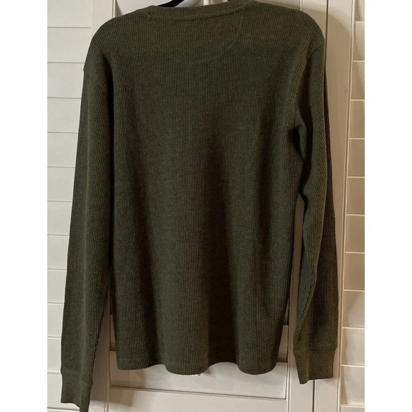 Members Mark Henley Army Green Medium Thermal Shirt Top Long Sleeve Pocket NEW - Picture 2 of 6